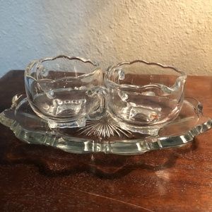 Crystal Scalloped  3Pcs Sugar and Creamer Set